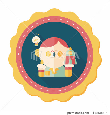 Space scientists flat icon with long shadow,eps10 14860096