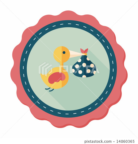 bird and baby flat icon with long shadow,eps10 14860365
