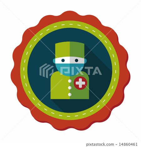 medical people with stethoscopes flat icon with long shadow, eps 14860461