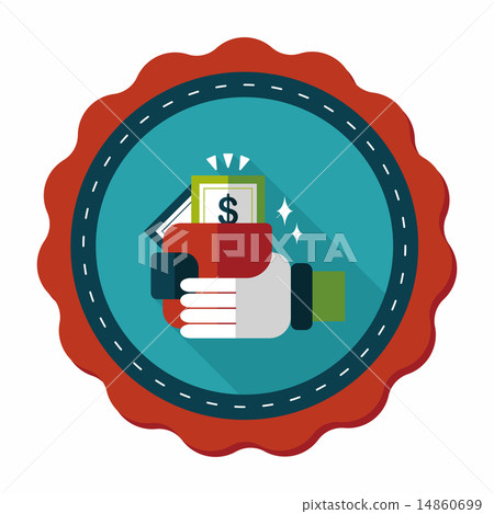 shopping wallet flat icon with long shadow,eps10 14860699