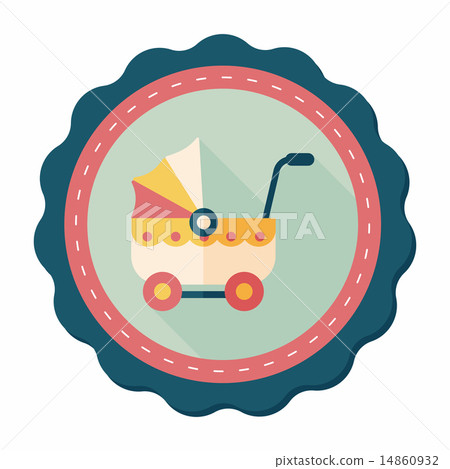 Pram flat icon with long shadow,eps10 Pram flat icon with long shadow,eps10 14860932