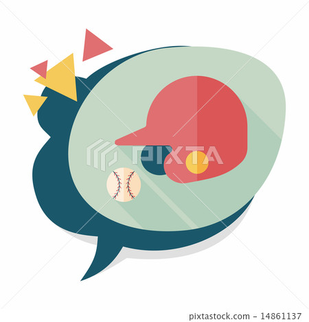 baseball helmet flat icon with long shadow,eps10 14861137