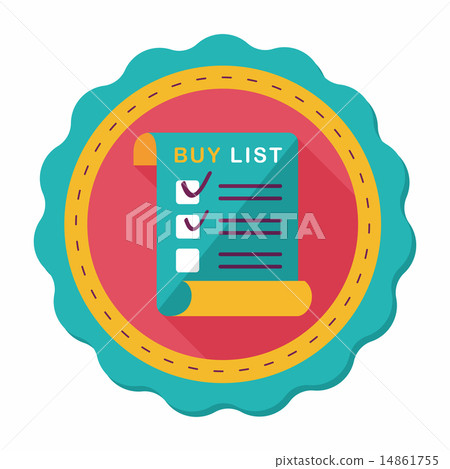 shopping list flat icon with long shadow,eps10 14861755