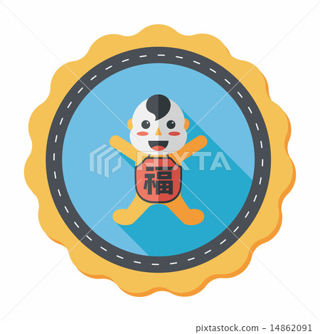 Chinese New Year flat icon with long shadow,eps10, Maitreya doll 14862091