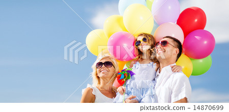 family with colorful balloons family with colorful balloons 14870699