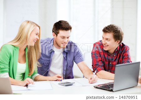 students chatting in lecture at school students chatting in lecture at school 14870951