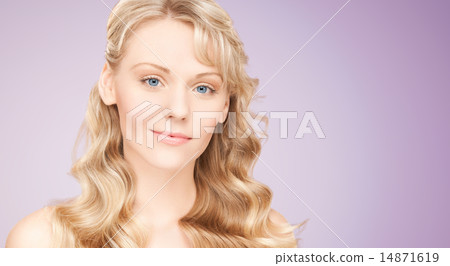 beautiful young woman face with long wavy hair beautiful young woman face with long wavy hair 14871619