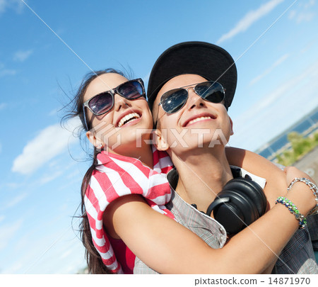 teenagers having fun outside 14871970