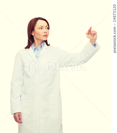 doctor pointing to something or pressing button 14873120