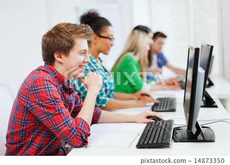 student with computer studying at school student with computer studying at school 14873350