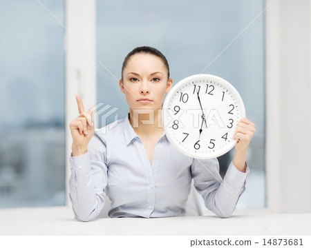 attractive businesswoman with white clock 14873681
