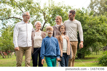 Stock Photo: happy family in front of house outdoors