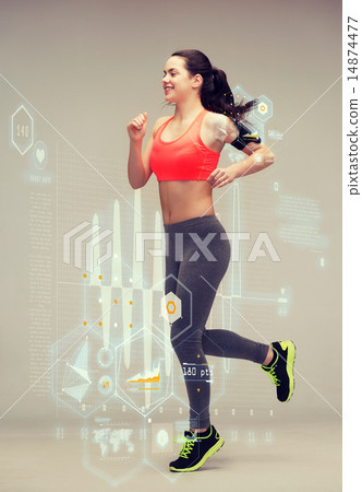 sporty woman running or jumping 14874477