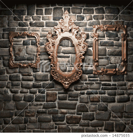 vector illuminated stone wall and frame vector illuminated stone wall and frame 14875035