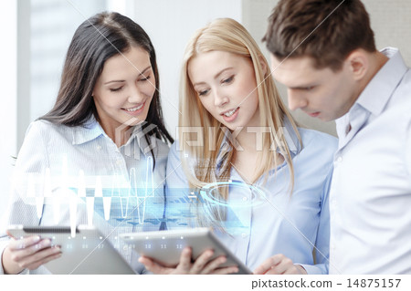 business team working with tablet pcs in office 14875157