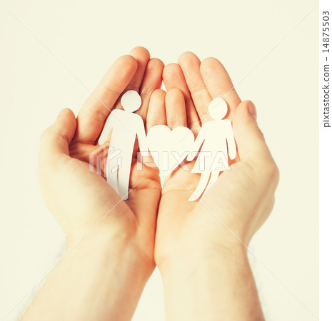 man hands with paper men 14875503