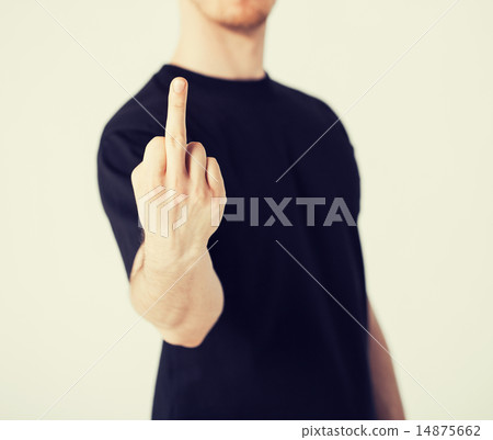 man showing middle finger 14875662