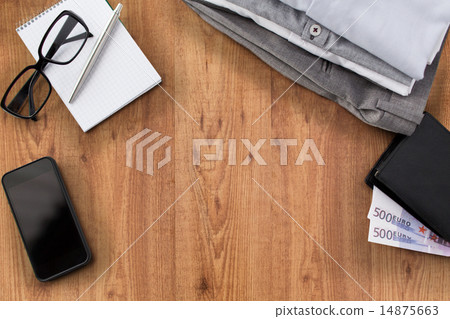 close up of formal clothes and personal stuff 14875663