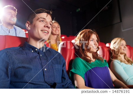happy friends watching movie in theater 14876191