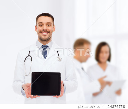 smiling male doctor with tablet pc smiling male doctor with tablet pc 14876758