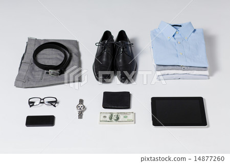 close up of formal clothes and personal stuff close up of formal clothes and personal stuff 14877260