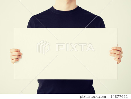 man with blank white board man with blank white board 14877621