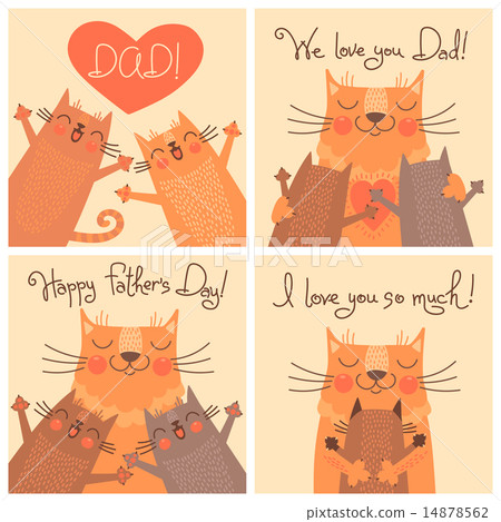 Sweet cards for Fathers Day with cats. Sweet cards for Fathers Day with cats. 14878562
