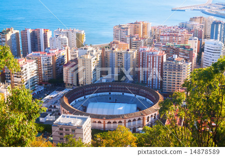 Malaga with Placa de Torros from castle 14878589