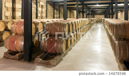wooden barrels in winery factory 14878596