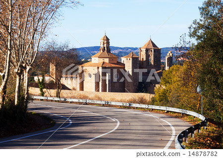 Poblet Monastery from road. Catalonia Poblet Monastery from road. Catalonia 14878782