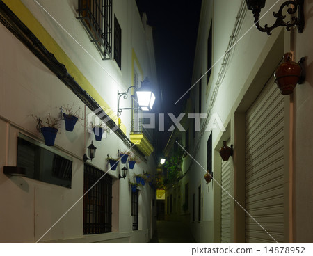 Narrow street of old Cordoba in night Narrow street of old Cordoba in night 14878952