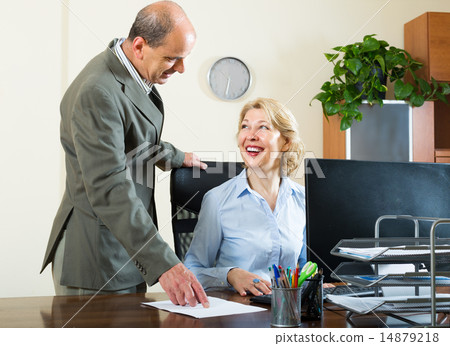 Two senior colleagues in office 14879218
