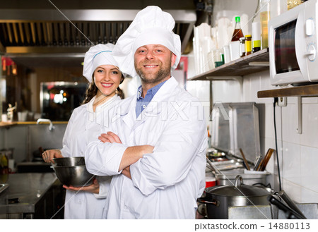 Professional chefs working at take-away 14880113