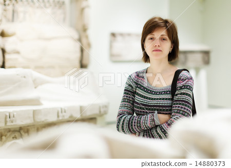 Girl looking ancient sculptures Girl looking ancient sculptures 14880373