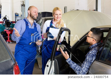 Service crew and driver near car Service crew and driver near car 14880754