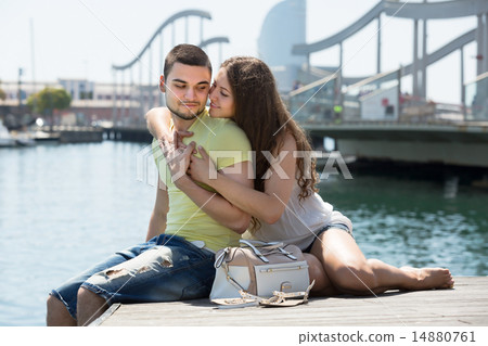 Couple sitting on berth Couple sitting on berth 14880761