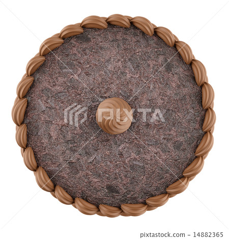 top view of round chocolate cake with cream top view of round chocolate cake with cream 14882365