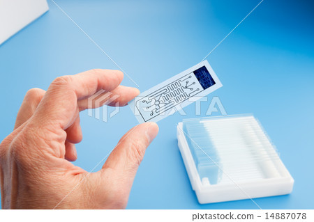 PCR strip test tubes and micropipette in PCR strip test tubes and micropipette in 14887078