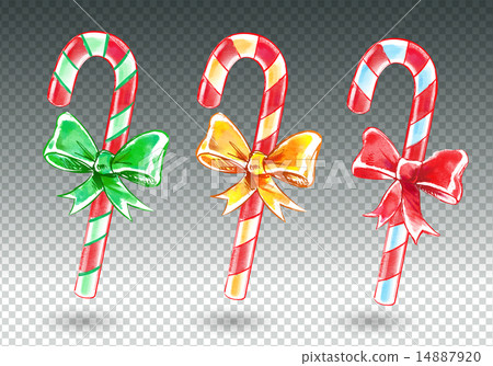Watercolor set of candy canes. Watercolor set of candy canes. 14887920