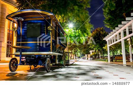 Waggon Kiosk on Sidewalk 14888977