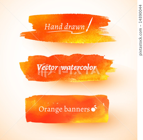 Orange watercolor banners. Orange watercolor banners. 14890044