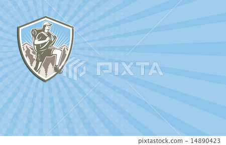 Business card Female Hiker Hiking Mountain Retro Business card Female Hiker Hiking Mountain Retro 14890423