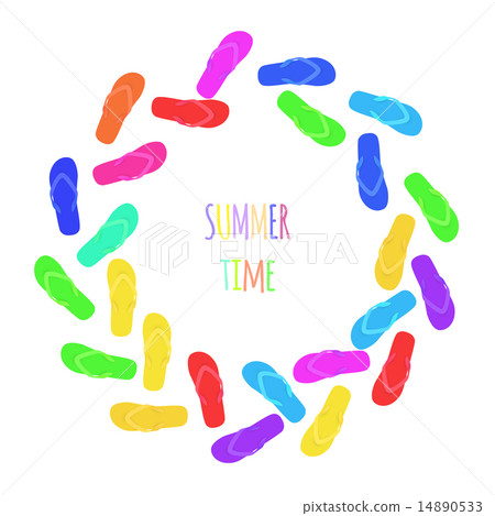 Summer time. Slippers. Banner. Vector 14890533