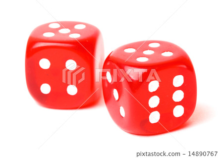 rolling red dice isolated on white 14890767