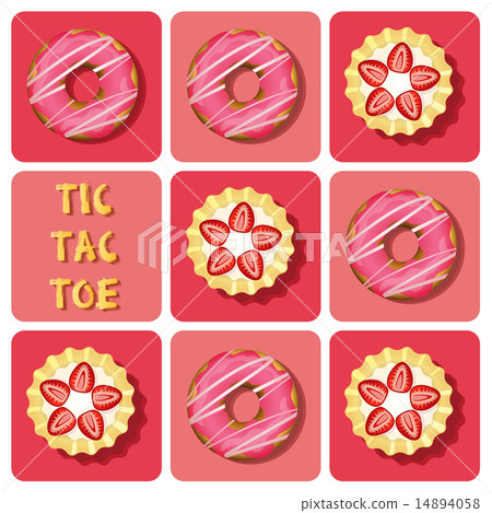 Tic-Tac-Toe of strawberry tart and donut 14894058