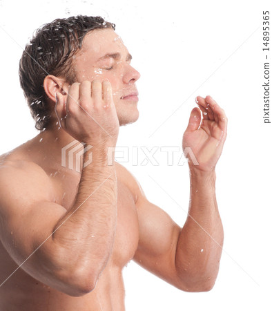 Young man wash face Young man wash face 14895365