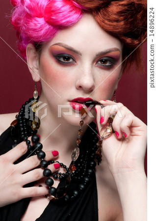 Closeup portrait of fashion girl face with jewel Closeup portrait of fashion girl face with jewel 14896224