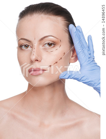 Correction lines on woman face, before surgery operetion 14896455