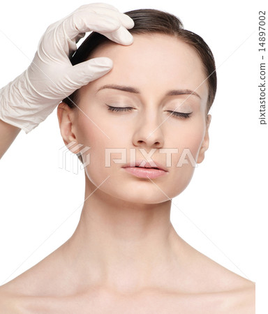 Beautician touch and exam health woman face. Beautician touch and exam health woman face. 14897002