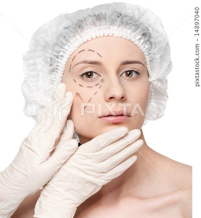 Correction lines on woman face, before surgery operetion 14897040
